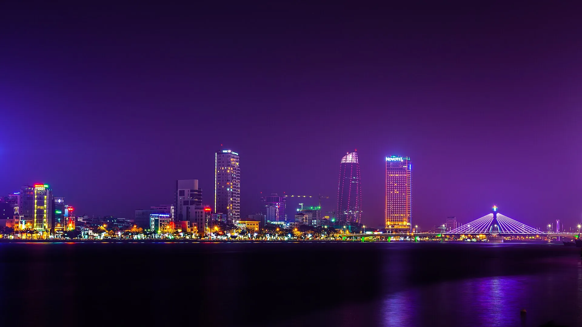 The Dragon Bridge in Da Nang at night